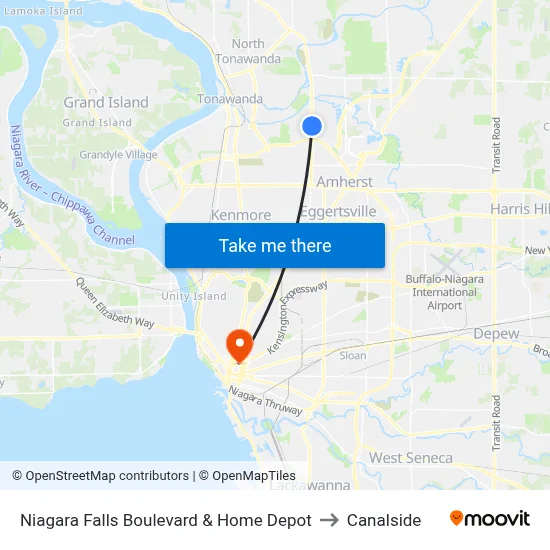 Niagara Falls Boulevard & Home Depot to Canalside map
