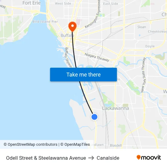 Odell Street & Steelawanna Avenue to Canalside map