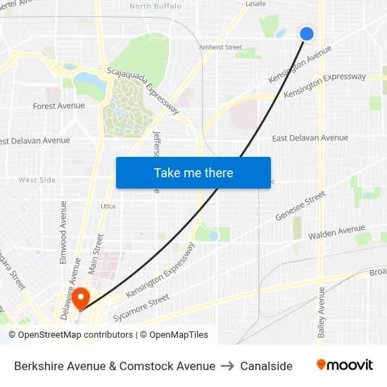 Berkshire Avenue & Comstock Avenue to Canalside map