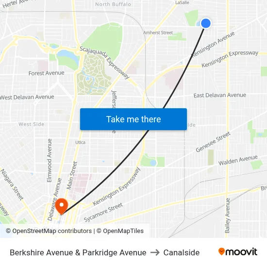 Berkshire Avenue & Parkridge Avenue to Canalside map