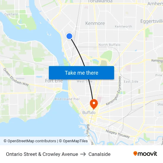 Ontario Street & Crowley Avenue to Canalside map
