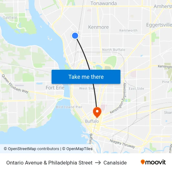 Ontario Avenue & Philadelphia Street to Canalside map