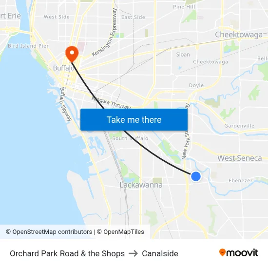 Orchard Park Road & the Shops to Canalside map