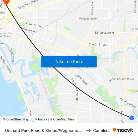 Orchard Park Road & Shops/Wegmans Drive to Canalside map