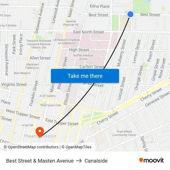 Best Street & Masten Avenue to Canalside map