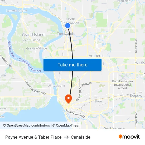 Payne Avenue & Taber Place to Canalside map