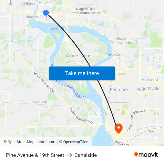 Pine Avenue & 19th Street to Canalside map