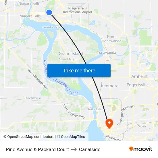 Pine Avenue & Packard Court to Canalside map