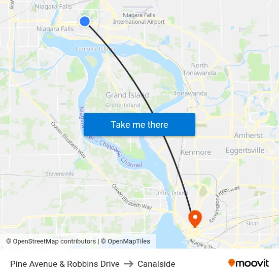 Pine Avenue & Robbins Drive to Canalside map