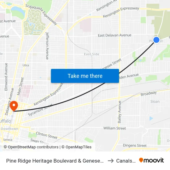 Pine Ridge Heritage Boulevard & Genesee Street to Canalside map