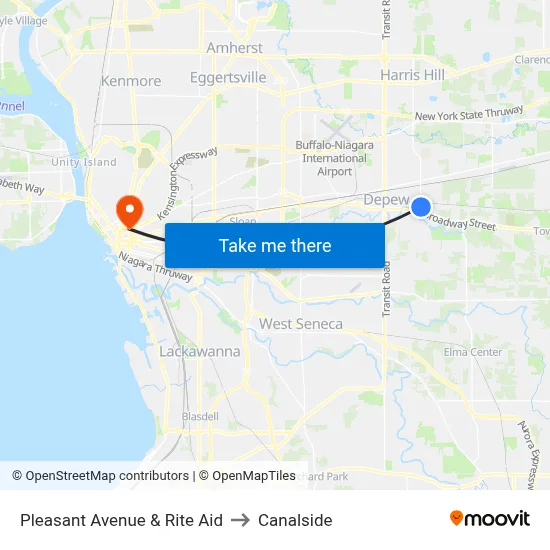 Pleasant Avenue & Rite Aid to Canalside map