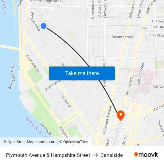 Plymouth Avenue & Hampshire Street to Canalside map