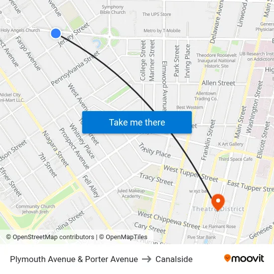 Plymouth Avenue & Porter Avenue to Canalside map
