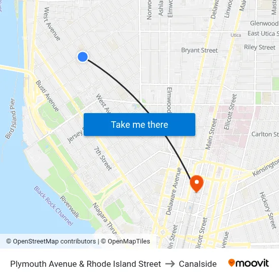 Plymouth Avenue & Rhode Island Street to Canalside map