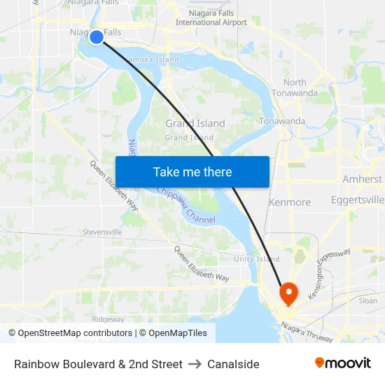 Rainbow Boulevard & 2nd Street to Canalside map