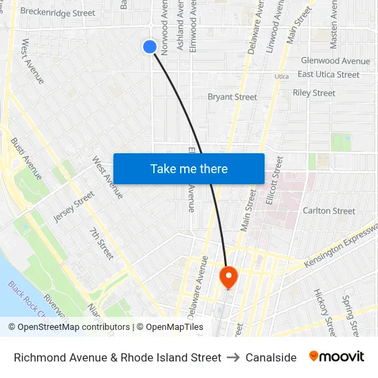 Richmond Avenue & Rhode Island Street to Canalside map
