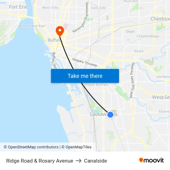 Ridge Road & Rosary Avenue to Canalside map