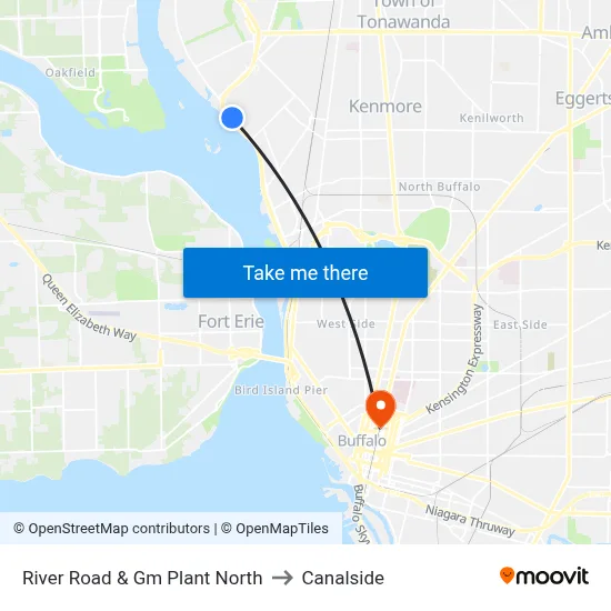 River Road & Gm Plant North to Canalside map