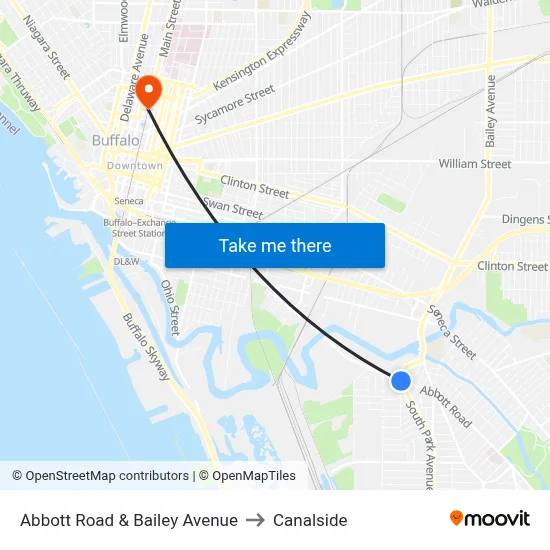 Abbott Road & Bailey Avenue to Canalside map