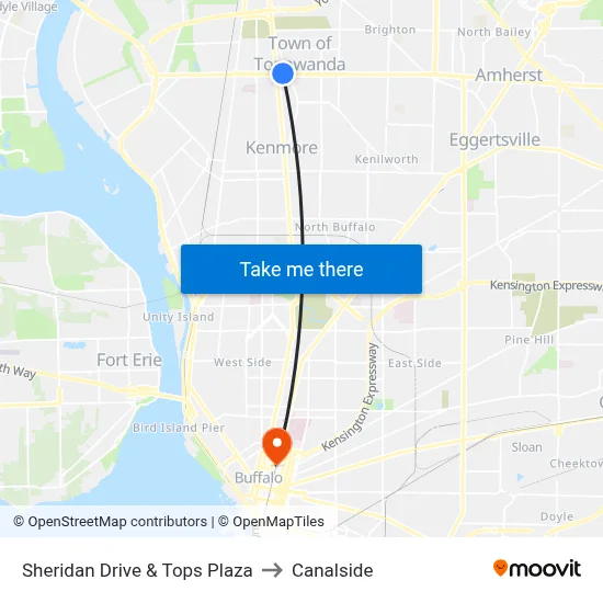 Sheridan Drive & Tops Plaza to Canalside map