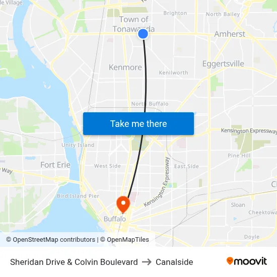 Sheridan Drive & Colvin Boulevard to Canalside map