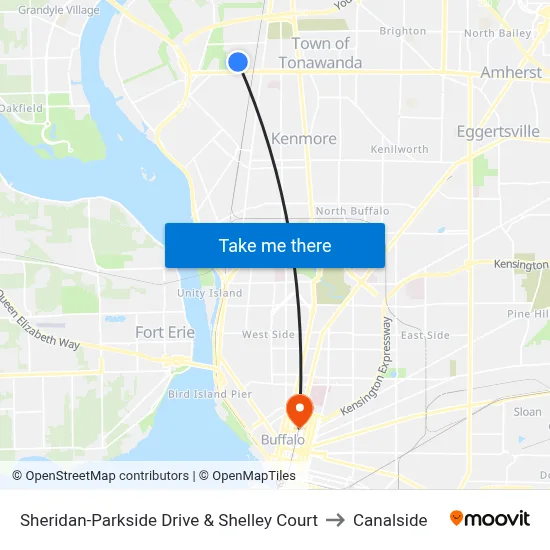 Sheridan-Parkside Drive & Shelley Court to Canalside map