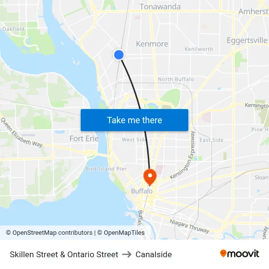 Skillen Street & Ontario Street to Canalside map