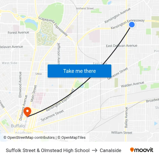 Suffolk Street & Olmstead High School to Canalside map