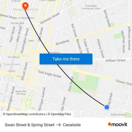 Swan Street & Spring Street to Canalside map