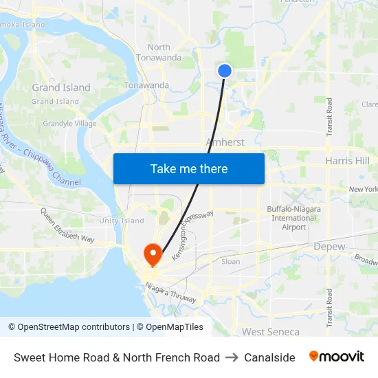Sweet Home Road & North French Road to Canalside map