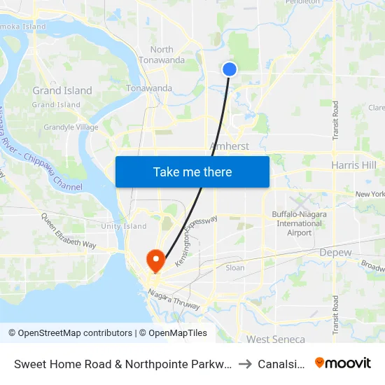 Sweet Home Road & Northpointe Parkway to Canalside map