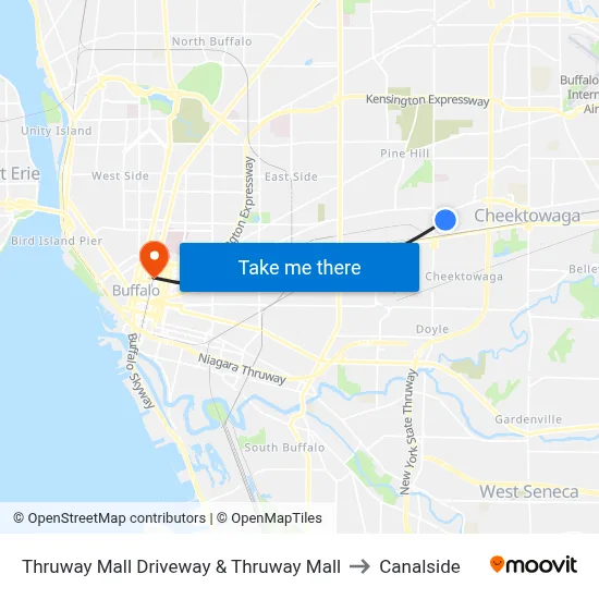 Thruway Mall Driveway & Thruway Mall to Canalside map