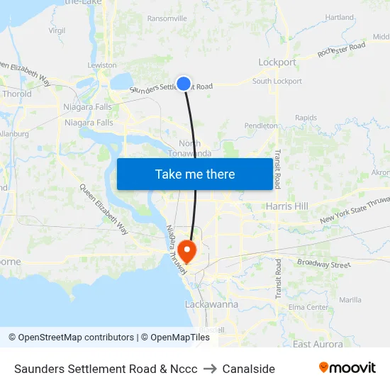 Saunders Settlement Road & Nccc to Canalside map
