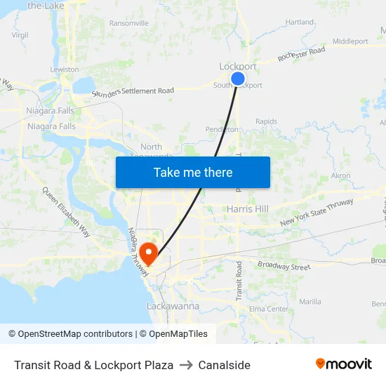 Transit Road & Lockport Plaza to Canalside map