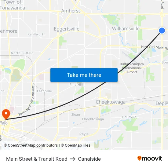 Main Street & Transit Road to Canalside map