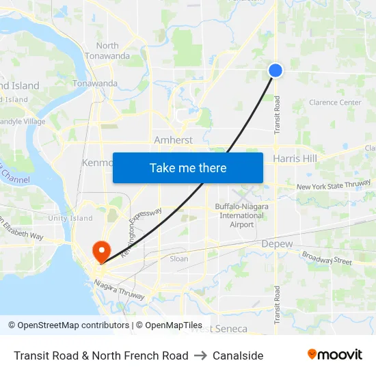 Transit Road & North French Road to Canalside map