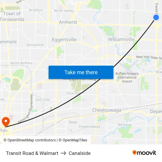 Transit Road & Walmart to Canalside map