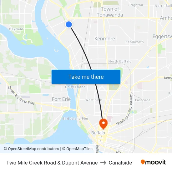Two Mile Creek Road & Dupont Avenue to Canalside map