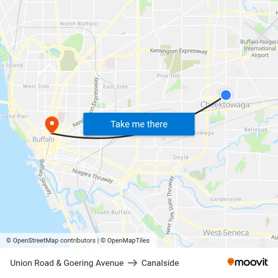 Union Road & Goering Avenue to Canalside map