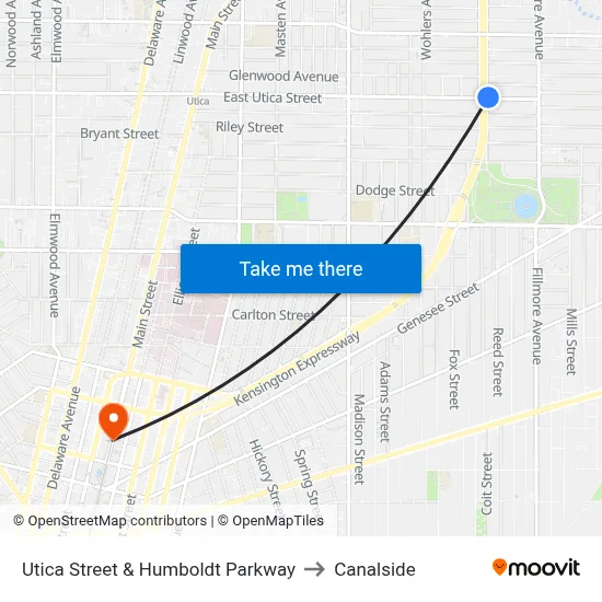 Utica Street & Humboldt Parkway to Canalside map