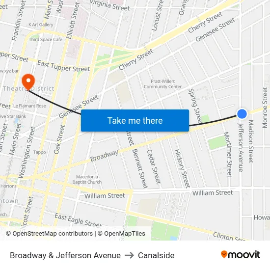 Broadway & Jefferson Avenue to Canalside map
