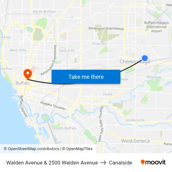 Walden Avenue & 2500 Walden Avenue to Canalside map