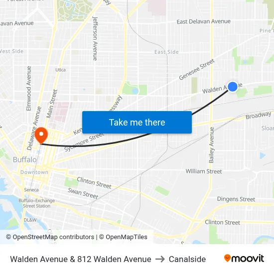 Walden Avenue & 812 Walden Avenue to Canalside map