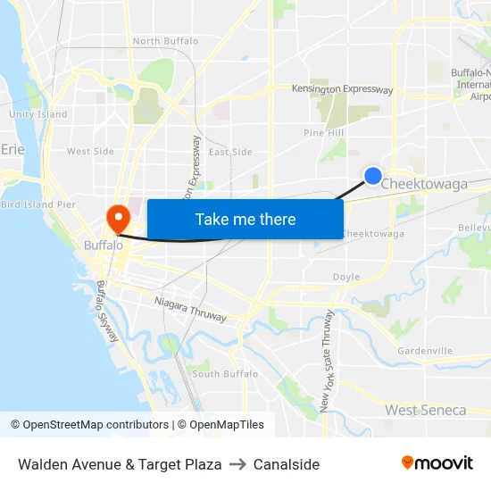 Walden Avenue & Target Plaza to Canalside map