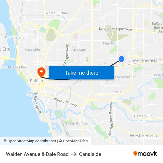 Walden Avenue & Dale Road to Canalside map