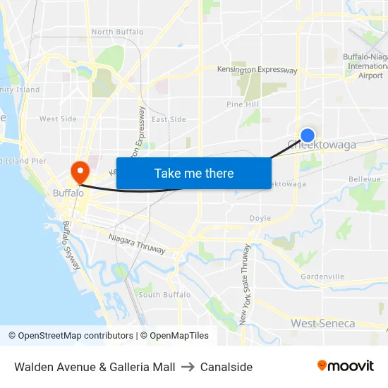 Walden Avenue & Galleria Mall to Canalside map