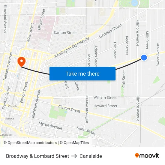 Broadway & Lombard Street to Canalside map