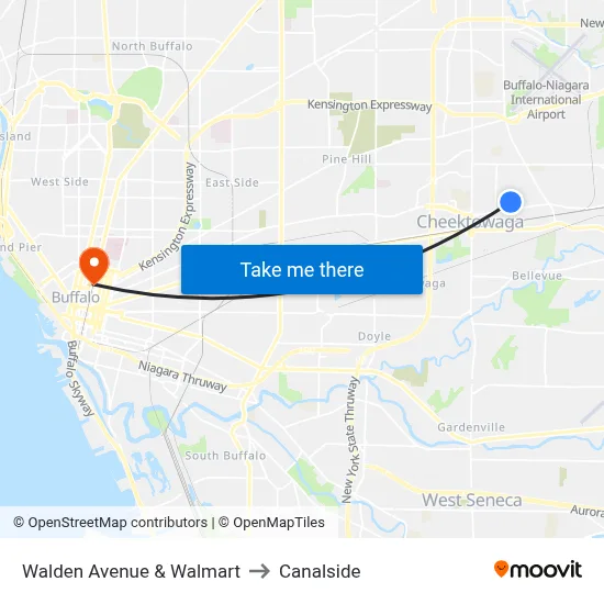 Walden Avenue & Walmart to Canalside map