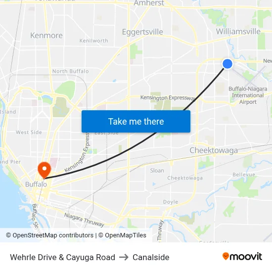 Wehrle Drive & Cayuga Road to Canalside map