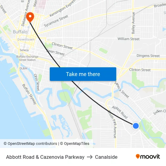 Abbott Road & Cazenovia Parkway to Canalside map